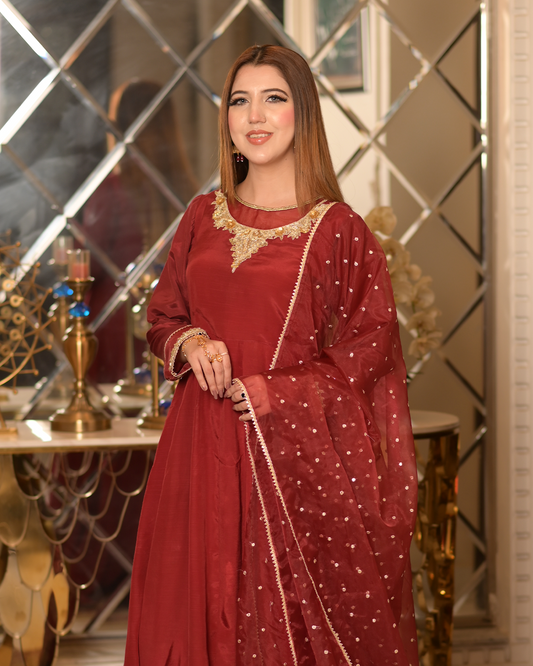 PISHWAZ - SK - REDDISH MAROON
